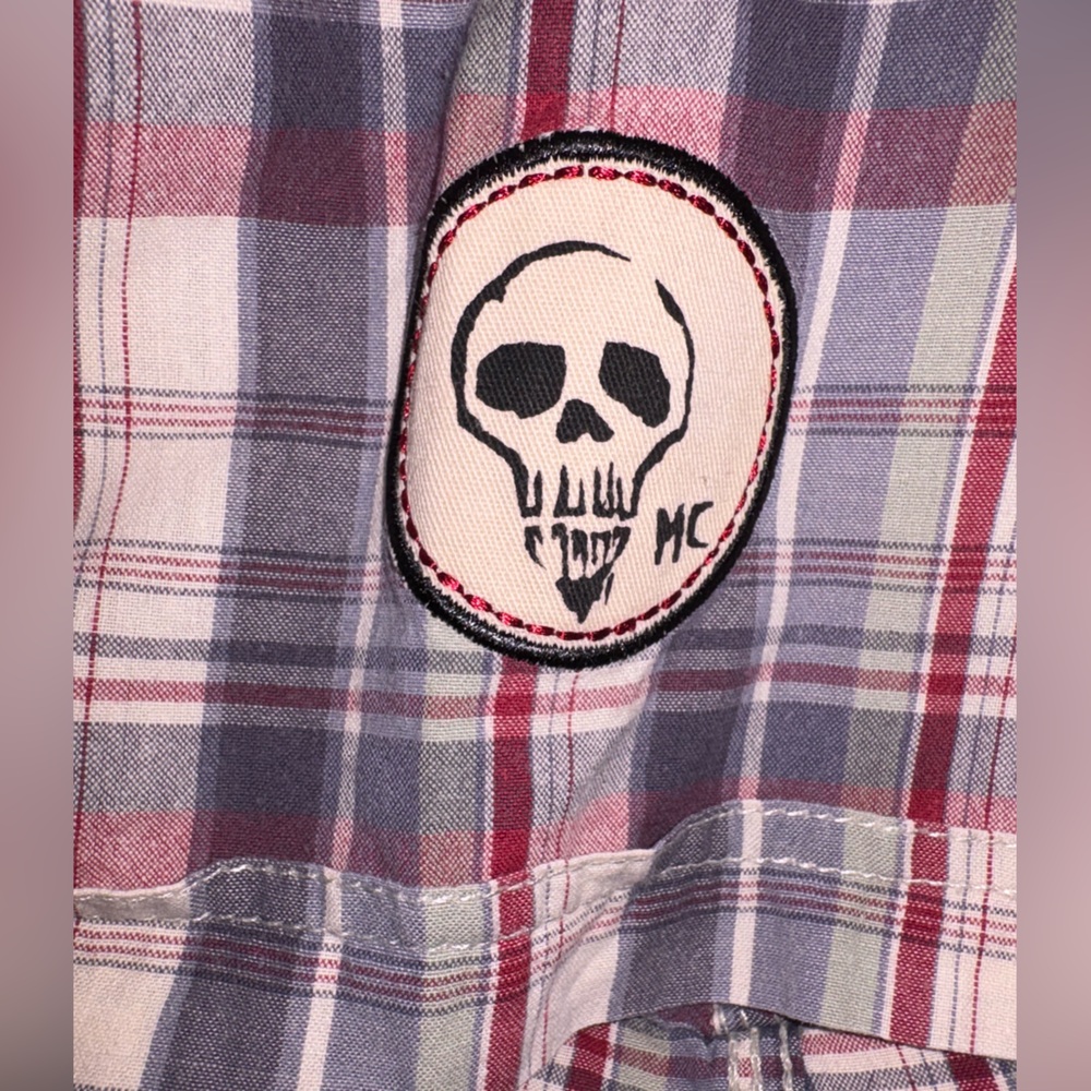 Harley-Davidson Plaid Short Sleeve Button-Up Shirt Red White Blue Men’s XL - Picture 5 of 13